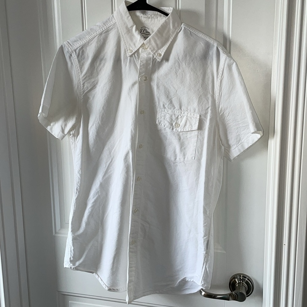 J. Crew White Lightweight Oxford Cloth Short-Sleeve Shirt (Size Small)